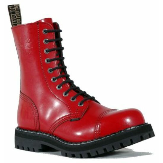 Steel Boots bakancs, 10 lyukú, tiszta piros színben