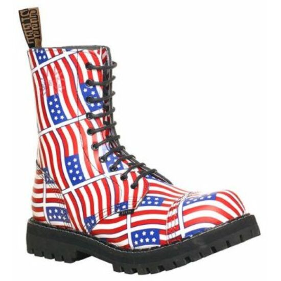 Steel Boots bakancs,10 lyukú, USA zászló színben