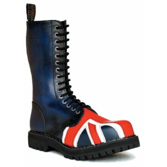 Steel Boots bakancs, 15 lyukú, UK zászló színben
