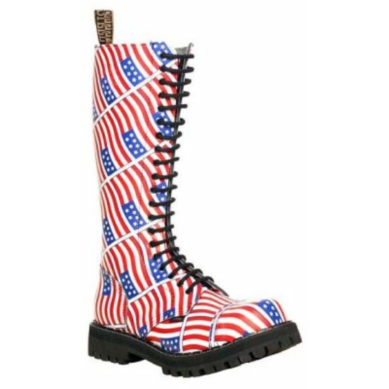 Steel Boots bakancs, 20 lyukú, USA zászló színben