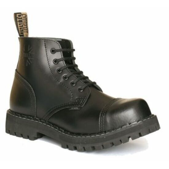 Steel Boots bakancs, 6 lyukú, fekete színben