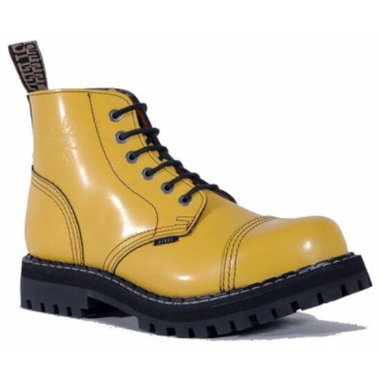 Steel Boots bakancs, 6 lyukú, tiszta sárga színben