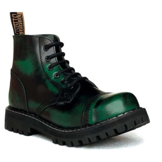 Steel Boots bakancs, 6 lyukú, zöld színben