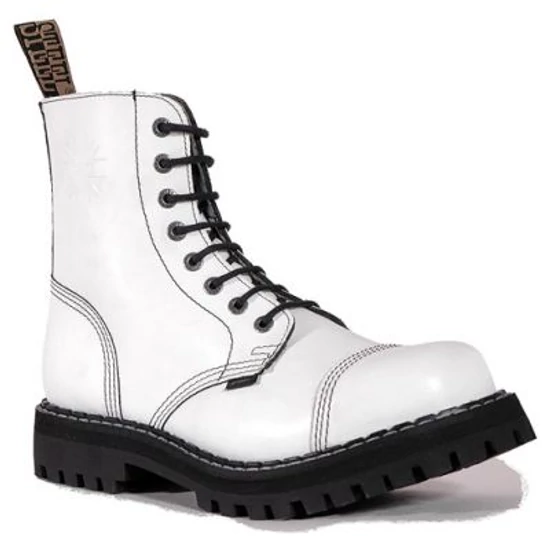 Steel Boots bakancs, 8 lyukú, tiszta fehér színben