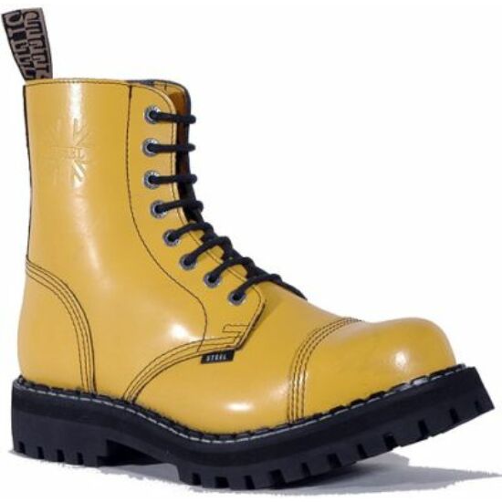 Steel Boots bakancs, 8 lyukú, tiszta sárga színben