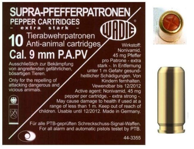 9mm PA PV-Supra Pepper gáztöltény 120mg