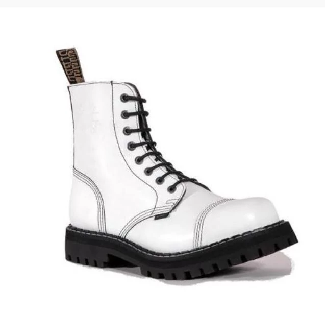 Steel Boots bakancs, 8 lyukú, tiszta fehér színben, 43-as méret